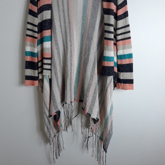 Full Tilt| Striped Open Front Hooded cardigan - Picture 6 of 6